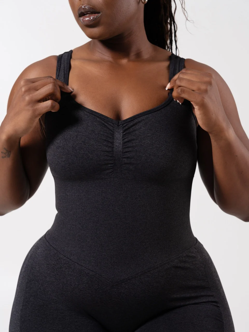Miracle Scrunch Seamless Bodysuit 5" - Heather Charcoal - Image 3