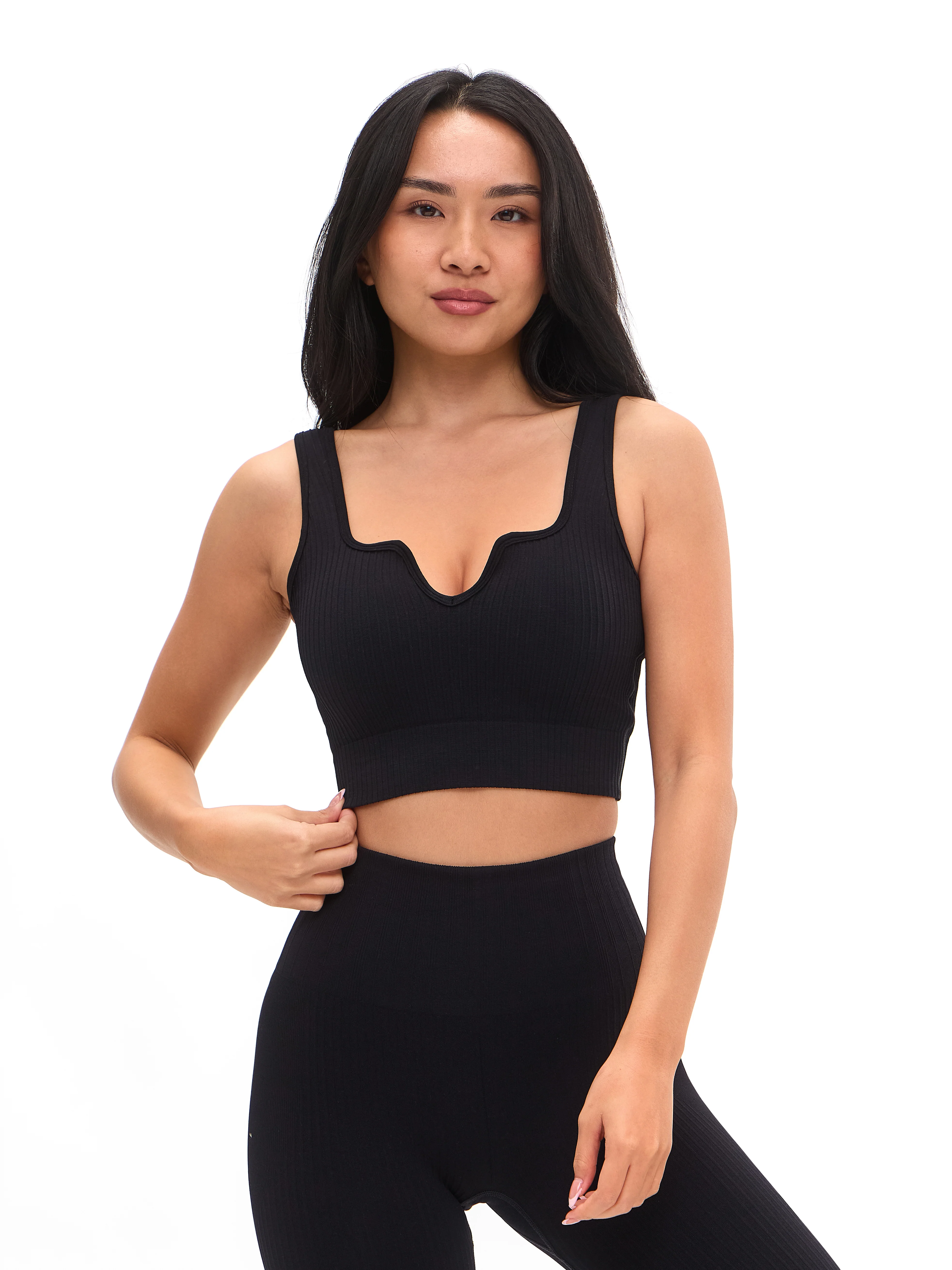 Ribbed Seamless Crop - Black - Image 5
