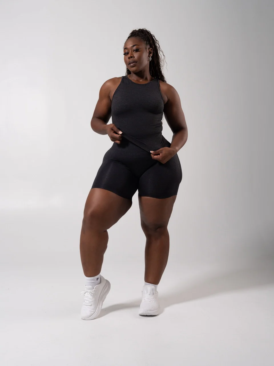 Shape Seamless Hip Tank - Heather Charcoal - Image 2