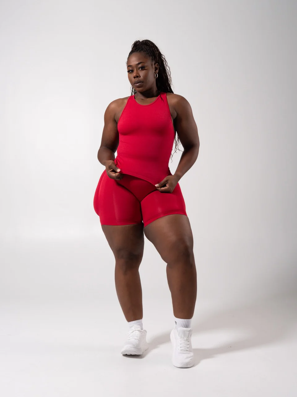 Shape Seamless Hip Tank - Heather Lipstick Red - Image 2